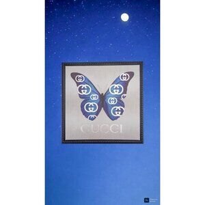 Fashion Inspired Blue Butterfly Framed Art  12 x 12" (New)